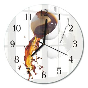 Szklany zegar fi30 Kawa dekoracyjny na ścianę 1043322 Szklany zegar fi30 Kawa dekoracyjny na ścianę 1043322