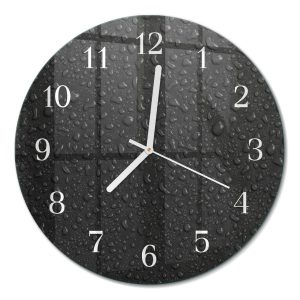 Szklany zegar fi30 Krople Wody nowoczesny do salonu 1041237 Szklany zegar fi30 Krople Wody nowoczesny do salonu 1041237