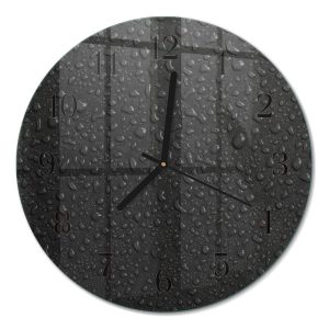 Szklany zegar fi30 Krople Wody nowoczesny do salonu 1040829 Szklany zegar fi30 Krople Wody nowoczesny do salonu 1040829