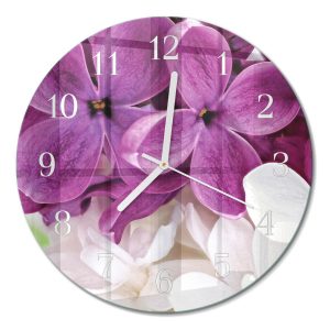 Szklany zegar fi30 Kwiaty dekoracyjny do salonu 1045351 Szklany zegar fi30 Kwiaty dekoracyjny do salonu 1045351