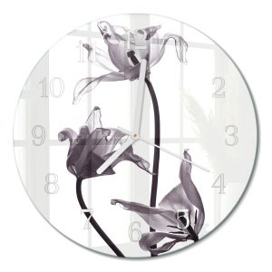 Szklany zegar fi30 Kwiaty design na ścianę 1041684 Szklany zegar fi30 Kwiaty design na ścianę 1041684