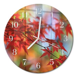 Szklany zegar fi30 Liście Klonu nowoczesny dekoracyjny na ścianę 1033594 Szklany zegar fi30 Liście Klonu nowoczesny dekoracyjny na ścianę 1033594
