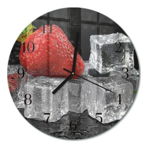 Szklany zegar fi30 Lody Truskawkowe dekoracyjny do salonu 1036104 Szklany zegar fi30 Lody Truskawkowe dekoracyjny do salonu 1036104