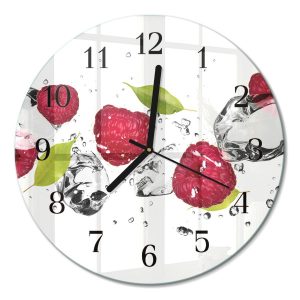 Szklany zegar fi30 Maliny dekoracyjny na ścianę 1042026 Szklany zegar fi30 Maliny dekoracyjny na ścianę 1042026