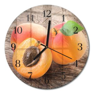 Szklany zegar fi30 Morele nowoczesny na ścianę 1036677 Szklany zegar fi30 Morele nowoczesny na ścianę 1036677