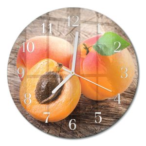 Szklany zegar fi30 Morele nowoczesny na ścianę 1036242 Szklany zegar fi30 Morele nowoczesny na ścianę 1036242
