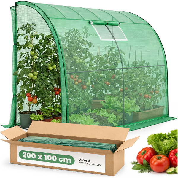 Szklarnia ogrodowa foliowa przyścienna 1 drzwi 1 okno Zielona 100x200x210cm 952673