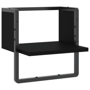 VidaXL Półka ścienna z drążkiem czarna 30x25x30 cm 189205 VidaXL Półka ścienna z drążkiem czarna 30x25x30 cm 189205