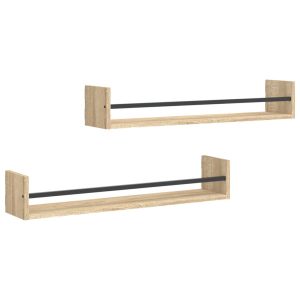 VidaXL Półki ścienne z drążkami 2 szt. 80x16x14 cm 189424 VidaXL Półki ścienne z drążkami 2 szt. 80x16x14 cm 189424