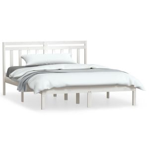 VidaXL Rama łóżka Biały 140 x 190 cm Drewno sosnowe 501590 VidaXL Rama łóżka Biały 140 x 190 cm Drewno sosnowe 501590
