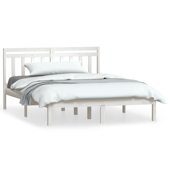 VidaXL Rama łóżka Biały 140 x 190 cm Drewno sosnowe 501590