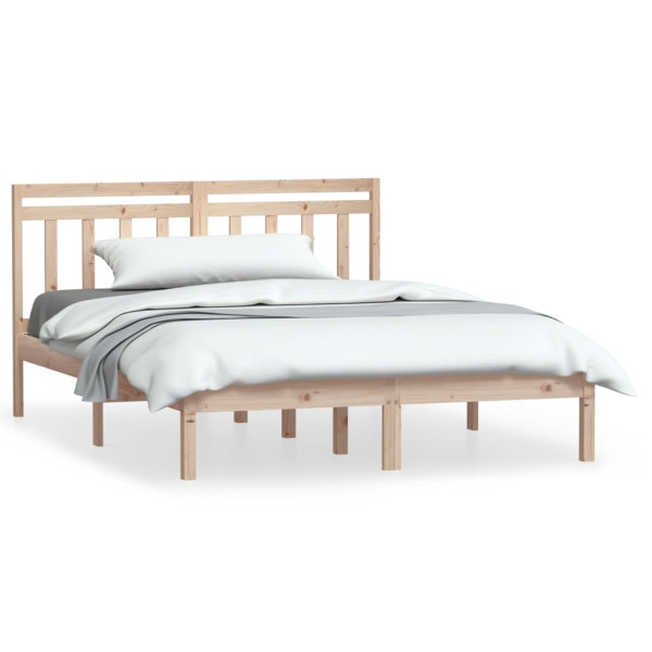 VidaXL Rama łóżka Brąz 140 x 190 cm Drewno sosnowe 501555