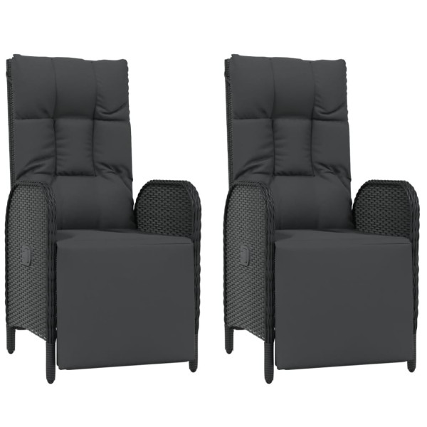 VidaXL rozkładane krzesło ogrodowe Czarny Technorattan 492999