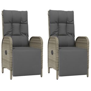 VidaXL rozkładane krzesło ogrodowe Szary Technorattan 492998 VidaXL rozkładane krzesło ogrodowe Szary Technorattan 492998