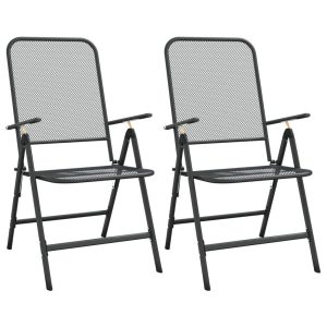 VidaXL Składane krzesło ogrodowe Antracyt Metal 372158 VidaXL Składane krzesło ogrodowe Antracyt Metal 372158