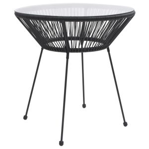 VidaXL Stół jadalniany Czarny rattan 371654 VidaXL Stół jadalniany Czarny rattan 371654