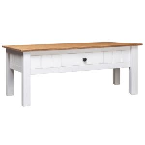 VidaXL Stolik kawowy Biały Drewno sosnowe 495394 VidaXL Stolik kawowy Biały Drewno sosnowe 495394