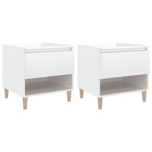 VidaXL Szafki nocne 2 szt. wysoki połysk białe 50x46x50 cm 319370 VidaXL Szafki nocne 2 szt. wysoki połysk białe 50x46x50 cm 319370