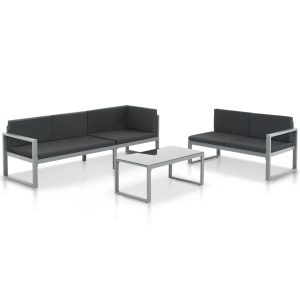 VidaXL Zestaw mebli ogrodowych Czarny Aluminium 371883 VidaXL Zestaw mebli ogrodowych Czarny Aluminium 371883