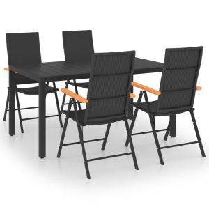VidaXL Zestaw mebli ogrodowych Czarny Technorattan 372029 VidaXL Zestaw mebli ogrodowych Czarny Technorattan 372029