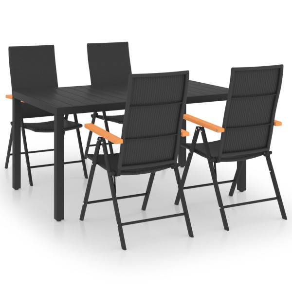 VidaXL Zestaw mebli ogrodowych Czarny Technorattan 372029