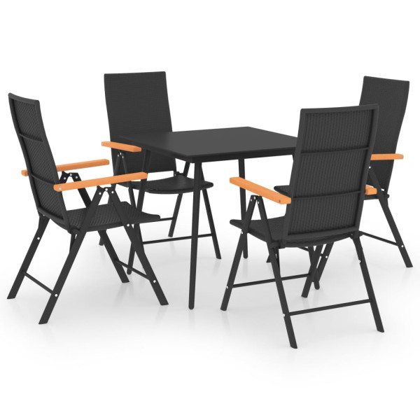 VidaXL Zestaw mebli ogrodowych Czarny Technorattan 372063