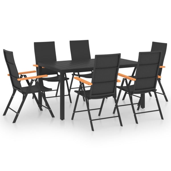 VidaXL Zestaw mebli ogrodowych Czarny Technorattan 372094