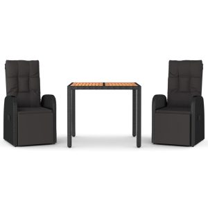 VidaXL zestaw mebli ogrodowych Czarny Technorattan 372098 VidaXL zestaw mebli ogrodowych Czarny Technorattan 372098