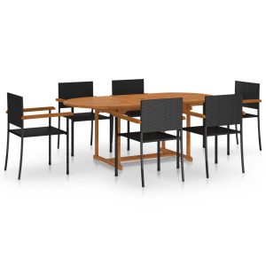 VidaXL Zestaw mebli ogrodowych Czarny Technorattan 372103 VidaXL Zestaw mebli ogrodowych Czarny Technorattan 372103