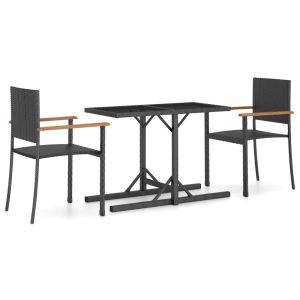 VidaXL Zestaw mebli ogrodowych Czarny Technorattan 372109 VidaXL Zestaw mebli ogrodowych Czarny Technorattan 372109