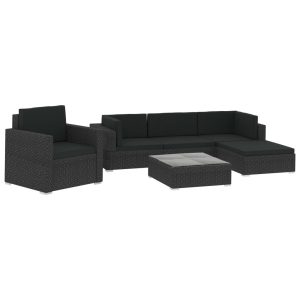 VidaXL Zestaw mebli ogrodowych Czarny Technorattan 371860 VidaXL Zestaw mebli ogrodowych Czarny Technorattan 371860