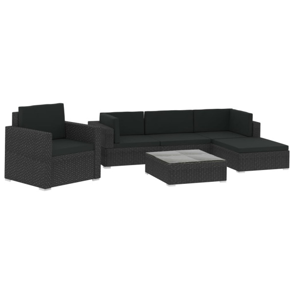 VidaXL Zestaw mebli ogrodowych Czarny Technorattan 371860