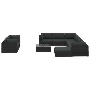 VidaXL Zestaw mebli ogrodowych Czarny Technorattan 372114 VidaXL Zestaw mebli ogrodowych Czarny Technorattan 372114