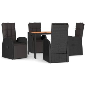 VidaXL zestaw mebli ogrodowych Czarny Technorattan 372137 VidaXL zestaw mebli ogrodowych Czarny Technorattan 372137