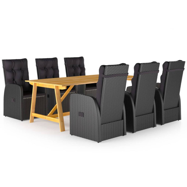 VidaXL Zestaw mebli ogrodowych Czarny Technorattan 407846
