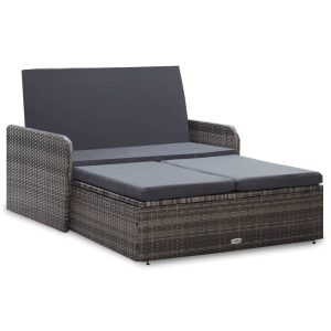 VidaXL Zestaw mebli ogrodowych Szary Technorattan 260538 VidaXL Zestaw mebli ogrodowych Szary Technorattan 260538