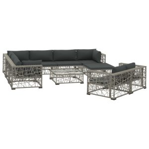 VidaXL Zestaw mebli ogrodowych Szary Technorattan 372051 VidaXL Zestaw mebli ogrodowych Szary Technorattan 372051