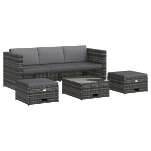 VidaXL Zestaw mebli ogrodowych Szary Technorattan 372069 VidaXL Zestaw mebli ogrodowych Szary Technorattan 372069