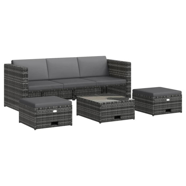 VidaXL Zestaw mebli ogrodowych Szary Technorattan 372069