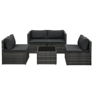 VidaXL Zestaw mebli ogrodowych Szary Technorattan 407849 VidaXL Zestaw mebli ogrodowych Szary Technorattan 407849