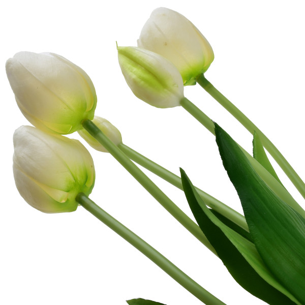 VIRIDIS Kwiat sztuczny Bukiet 5 tulipanów białe 40cm 509753