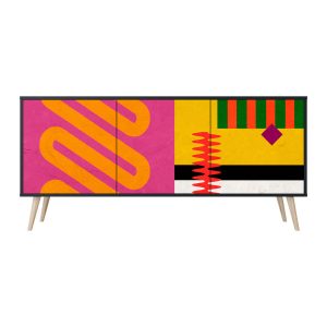VIVID ART Komoda 3 drzwi Czarna-Bukowa skośna 442616 VIVID ART Komoda 3 drzwi Czarna-Bukowa skośna 442616