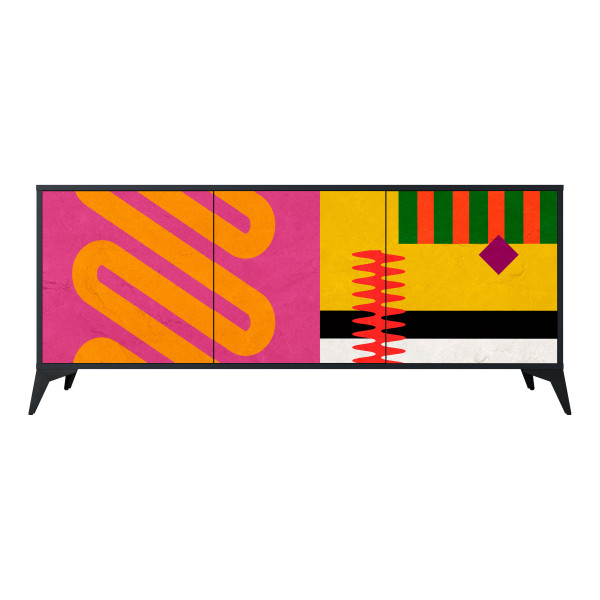 VIVID ART Komoda 3 drzwi Czarna-Metalowa gwiazdka czarna 442587