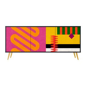 VIVID ART Komoda 3 drzwi Czarna-Metalowa szpilka złota 442043 VIVID ART Komoda 3 drzwi Czarna-Metalowa szpilka złota 442043