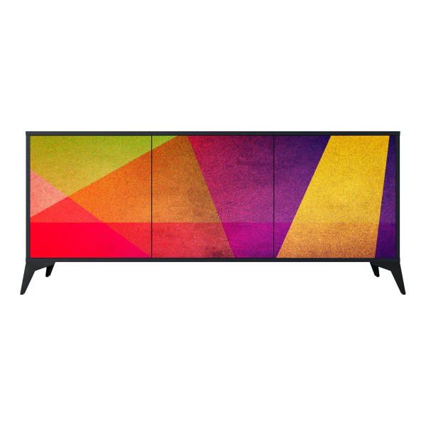 VIVID GEOMETRY Komoda 3 drzwi Czarna-Metalowa gwiazdka czarna 441921