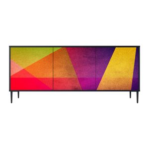 VIVID GEOMETRY Komoda 3 drzwi Czarna-Metalowa szpilka czarna 442730 VIVID GEOMETRY Komoda 3 drzwi Czarna-Metalowa szpilka czarna 442730