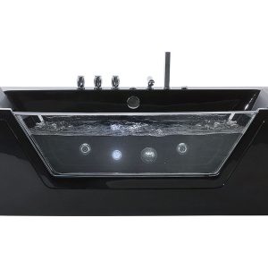Wanna LED z hydromasażem 150×71 cm czarna 736570 Wanna LED z hydromasażem 150×71 cm czarna 736570