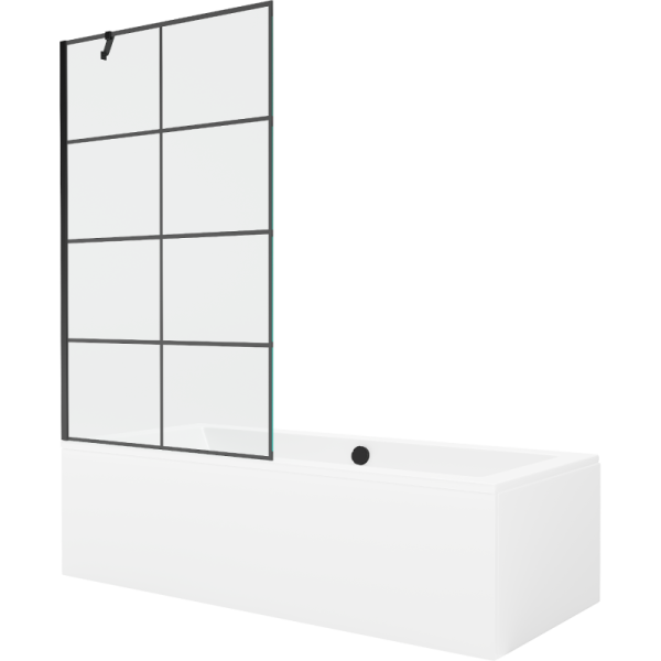 Wanna prostokątna Mexen Cube 170x80cm z obudową i parawanem 1-skrzydłowym 618323