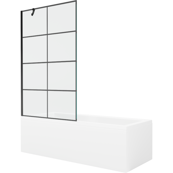 Wanna prostokątna Mexen Cubik 150x70cm z obudową i parawanem 1-skrzydłowym 618381