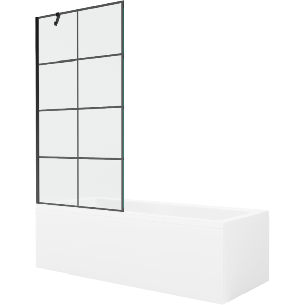 Wanna prostokątna Mexen Cubik 160x70cm z obudową i parawanem 1-skrzydłowym 618022